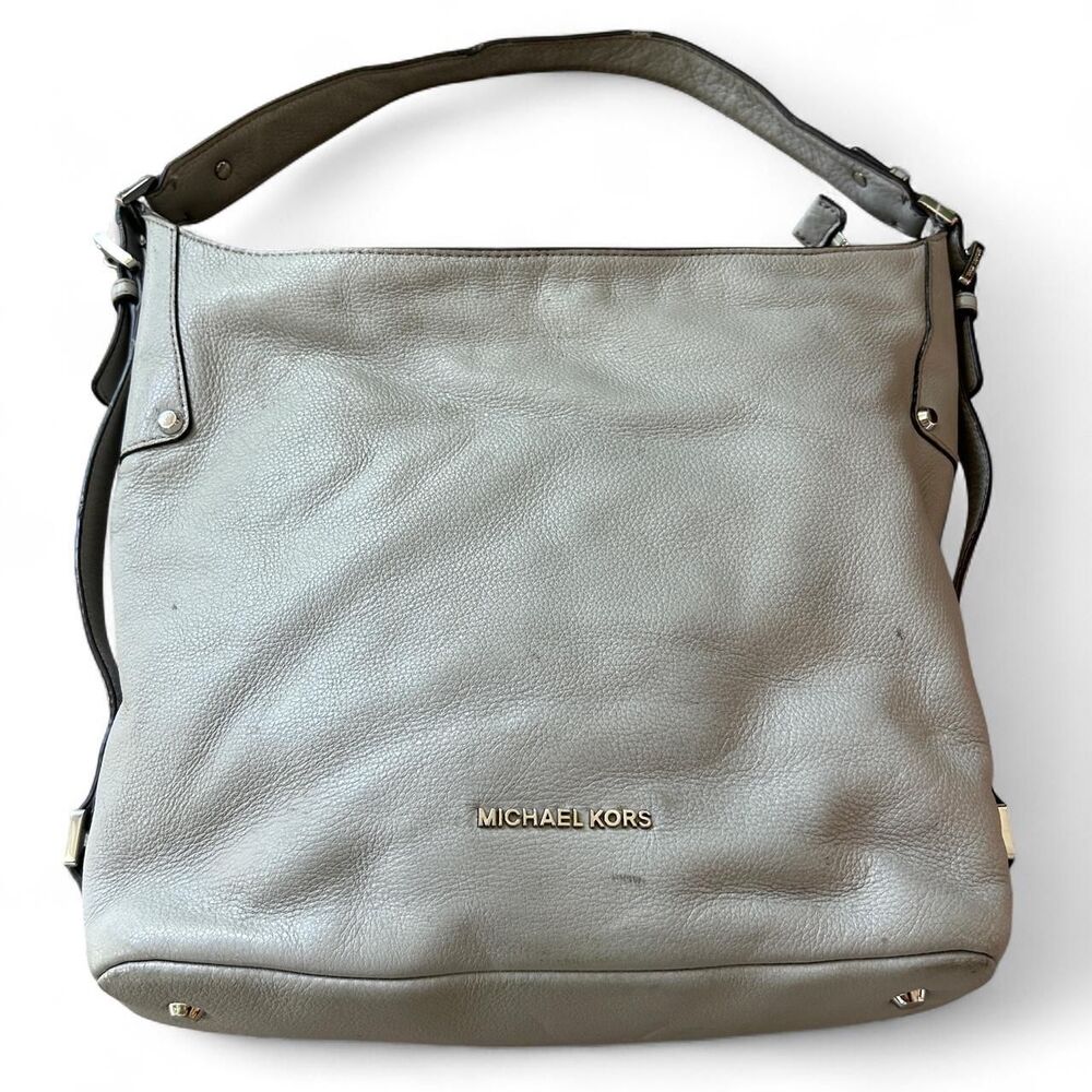 Michael Kors Bedford Gray Pebbled Leather Slouchy Purse Large - Good Condition